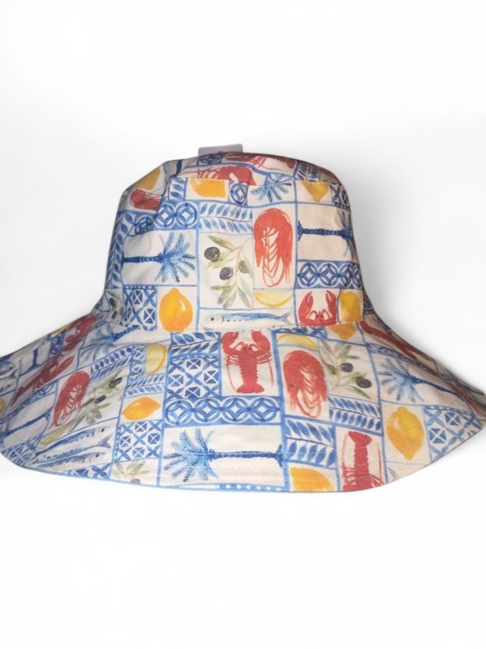 Haute Hippie Multicolor Lobster & Lemon Print Bucket Hat